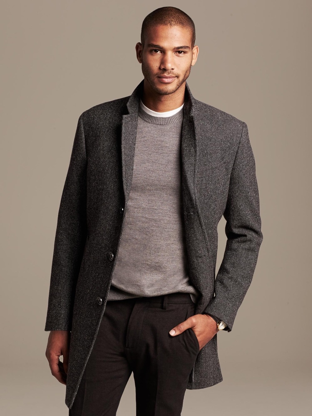 BANANA REPUBLIC Donegal Tweed Wool Overcoat